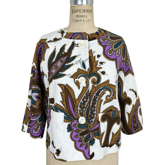 ETRO Jackets & Blazers - Etro Women's Paisley 3/4 Sleeve Jacket US Small Italian 40 Cotton Linen Designer